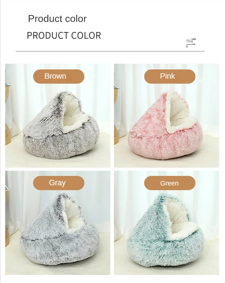 Winter Plush Pet Cat Bed Round Cat