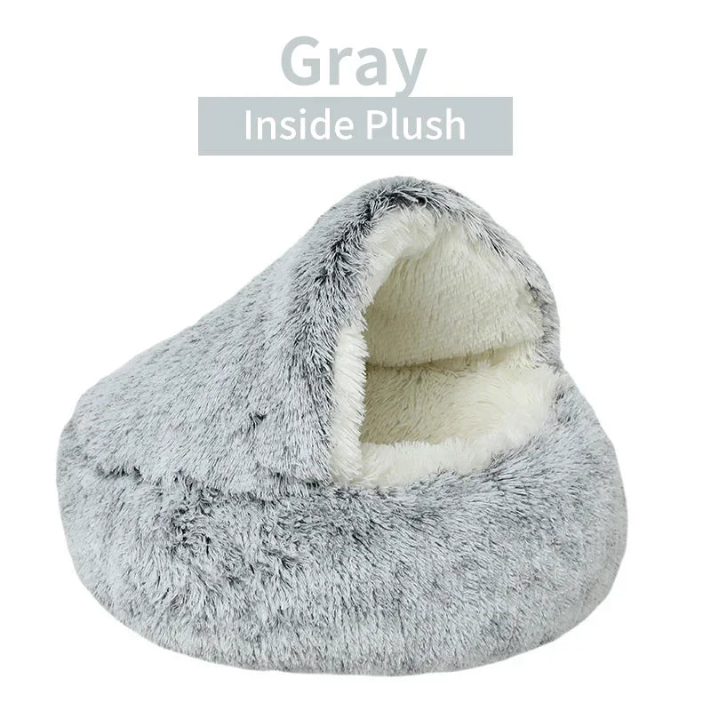 Winter Plush Pet Cat Bed Round Cat