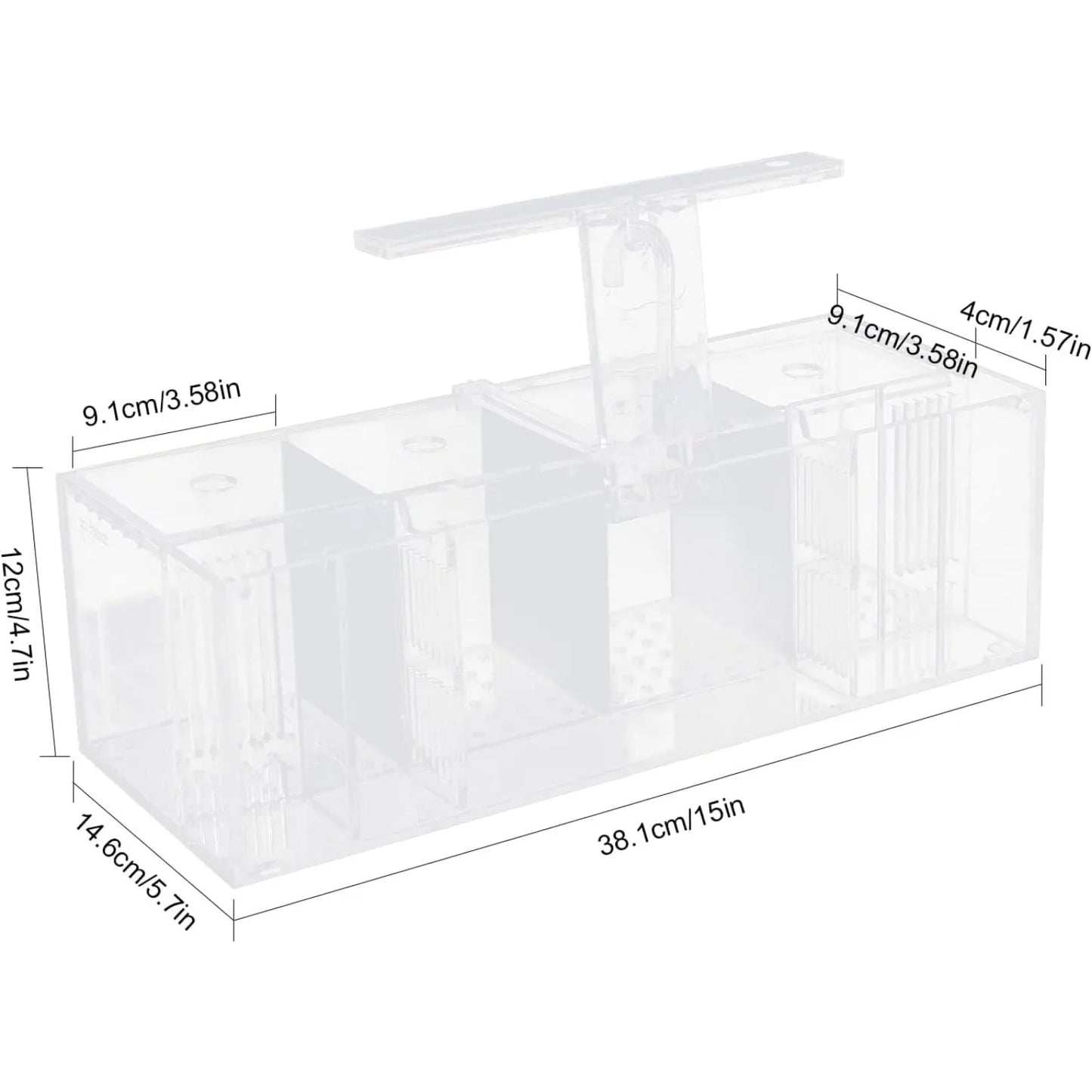 4 Grid Fish Tank, LED Small Fish