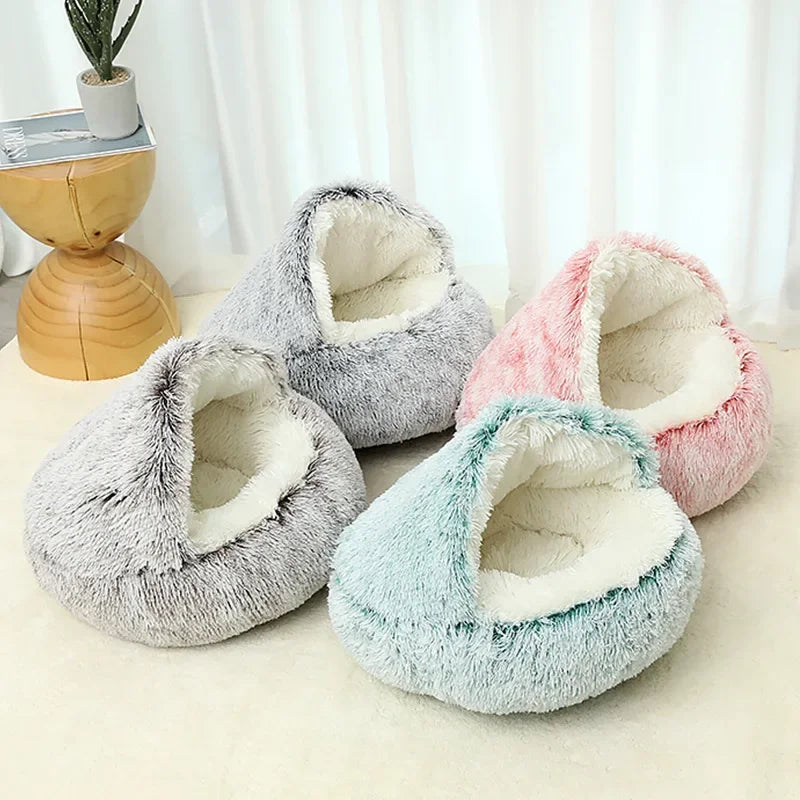 Winter Plush Pet Cat Bed Round Cat