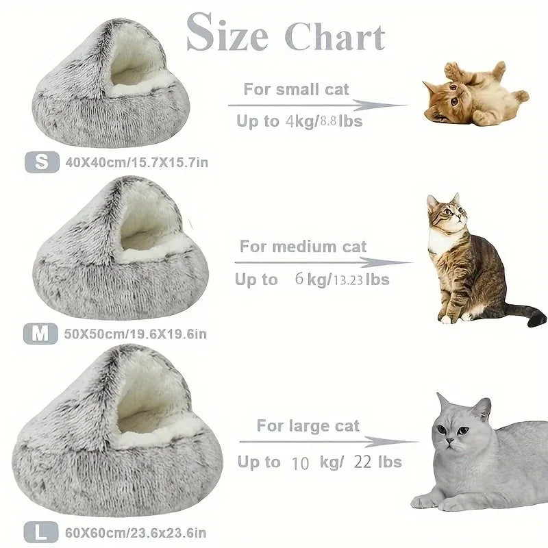 Winter Plush Pet Cat Bed Round Cat