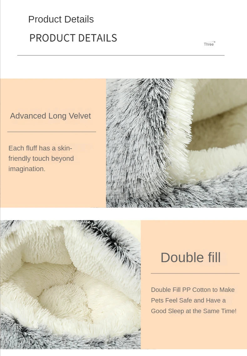 Winter Plush Pet Cat Bed Round Cat