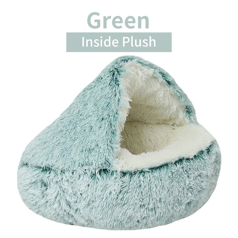 Winter Plush Pet Cat Bed Round Cat