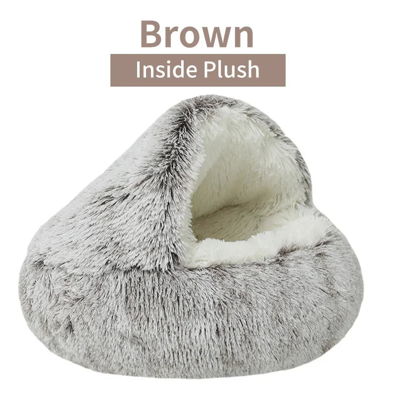 Winter Plush Pet Cat Bed Round Cat