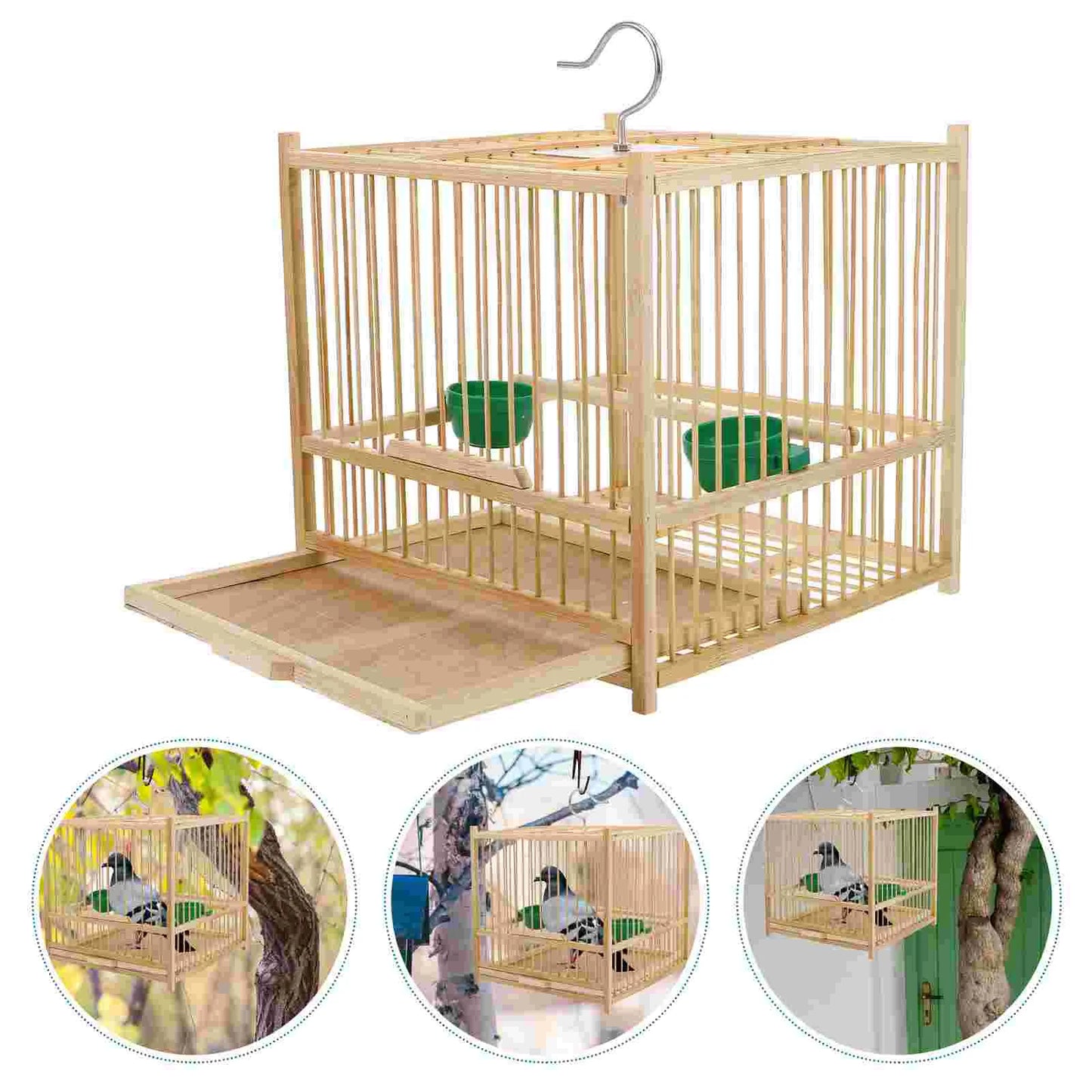 1 Set Bamboo Woven Bird Cage