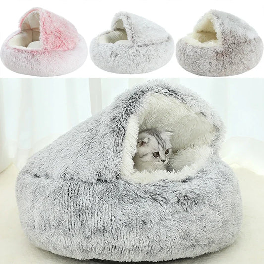 Winter Plush Pet Cat Bed Round Cat